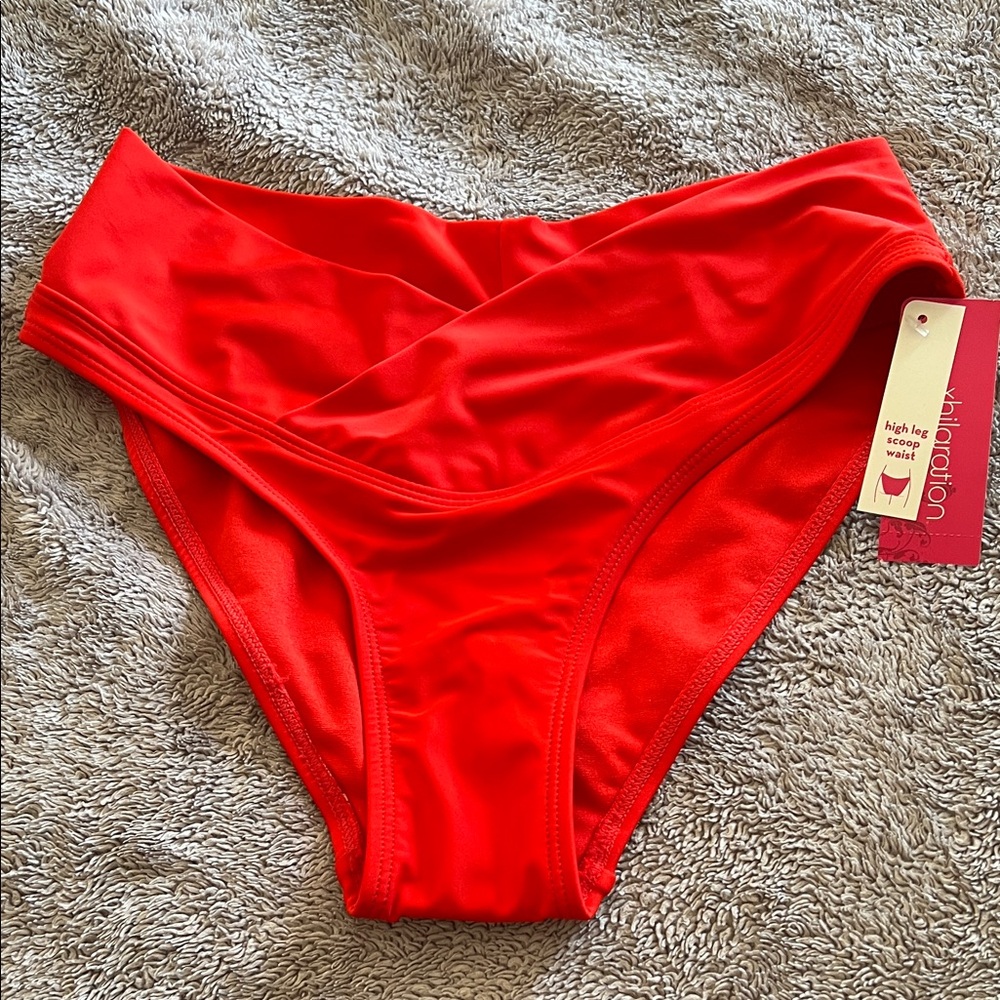 Xhilaration Bright Red High-Leg Women’s Swim Bottoms
